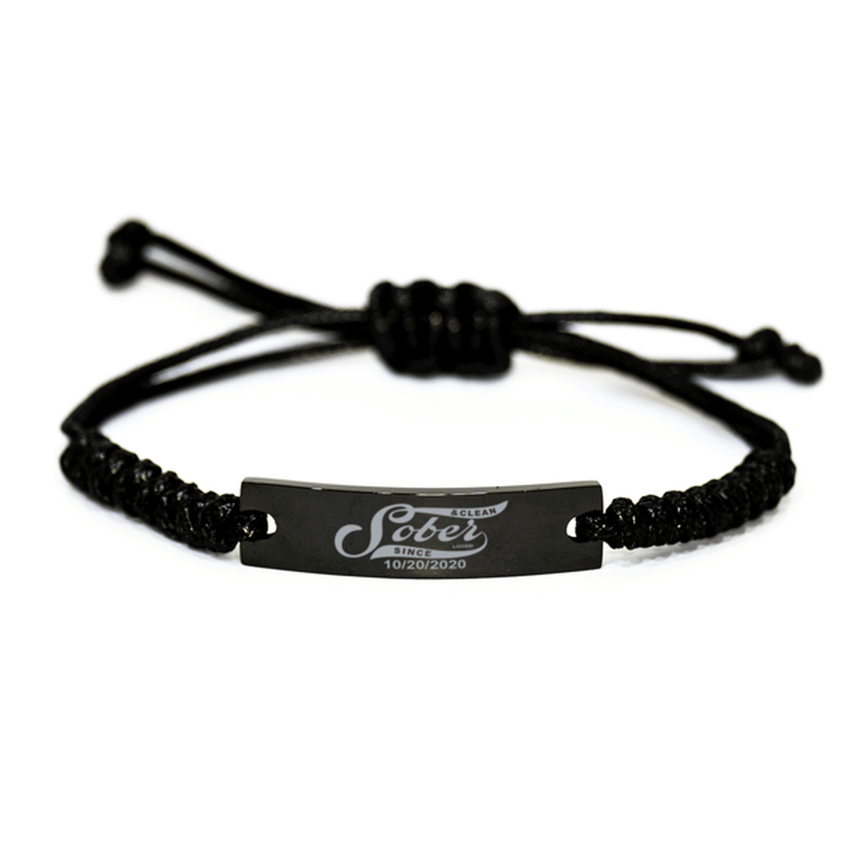 Braided Personalized Sober Date Sober Jewelry flat lay styled image (view 3)