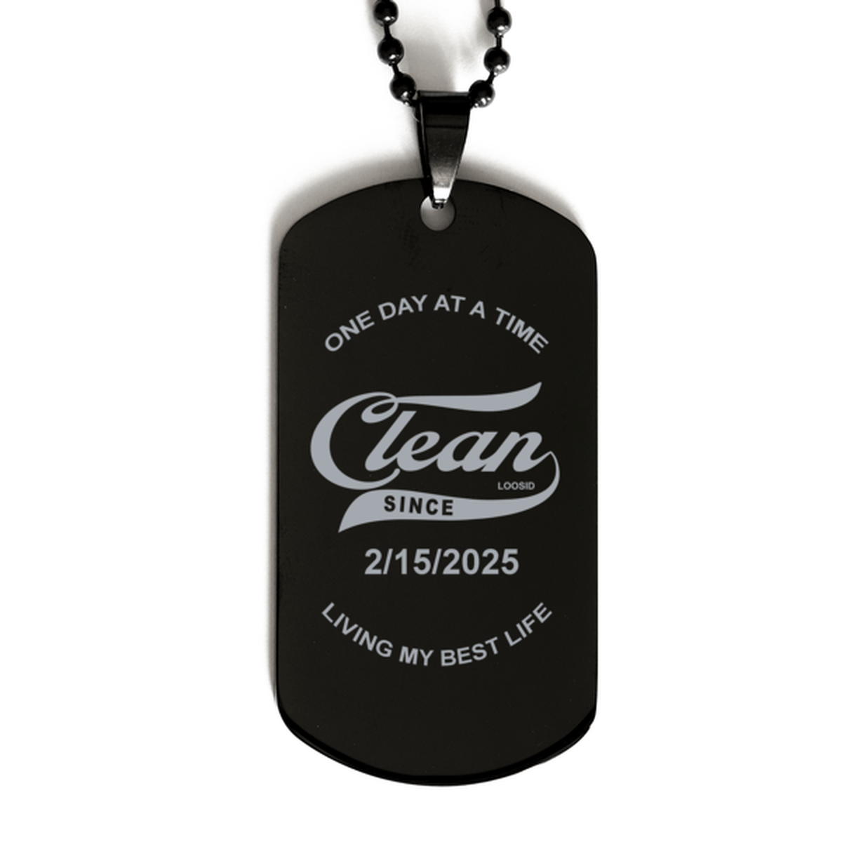 Engraved with Personalized 'Clean Since' Date Sober Jewelry close-up view (view 2)