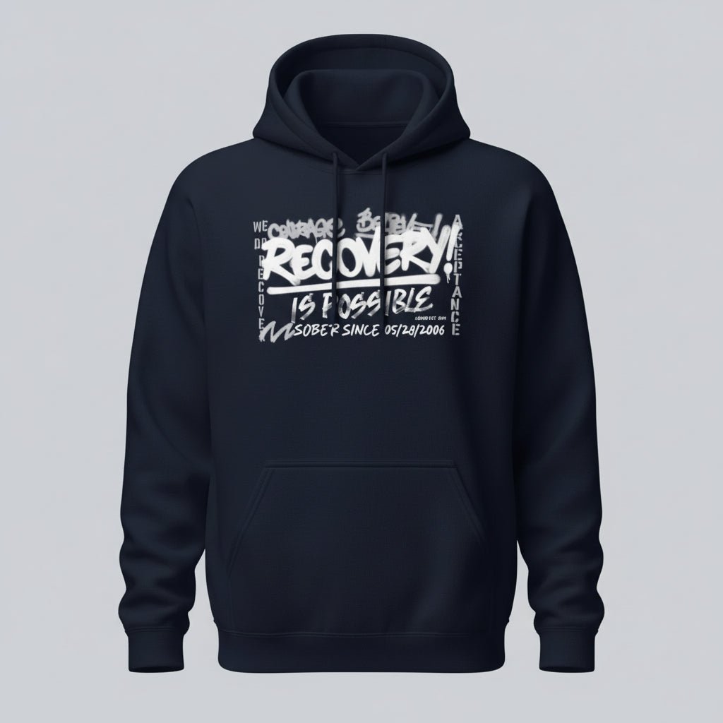 Recovery Is Possible Hoodie with Date Recovery Hoodie fit detail (view 19)