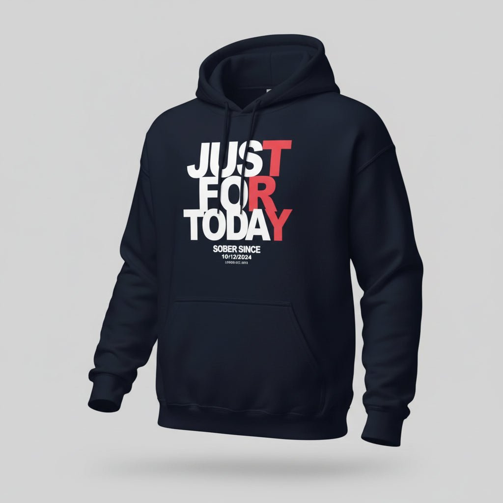 Just For Today Custom Sobriety Date Recovery Hoodie graphic detail (view 14)