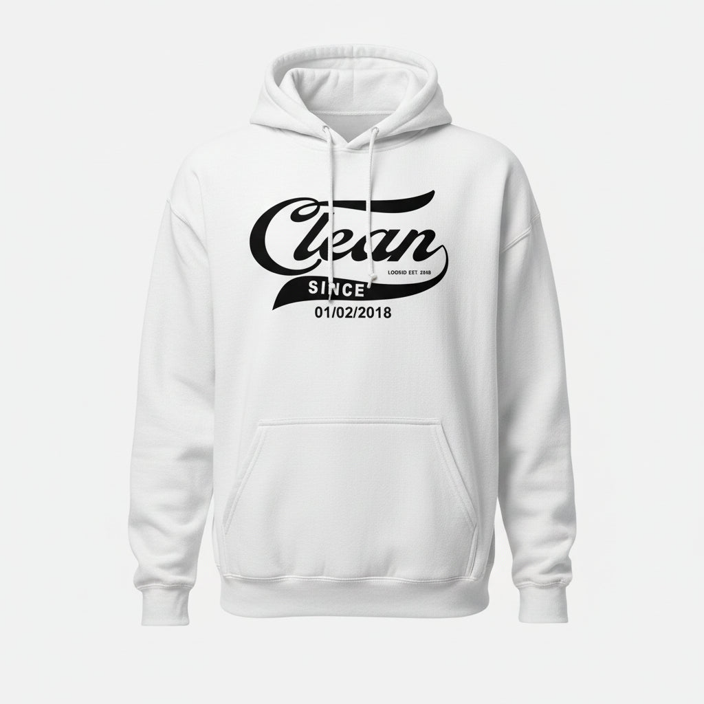 Clean Since Hoodie with Date Recovery Hoodie fit detail (view 9)