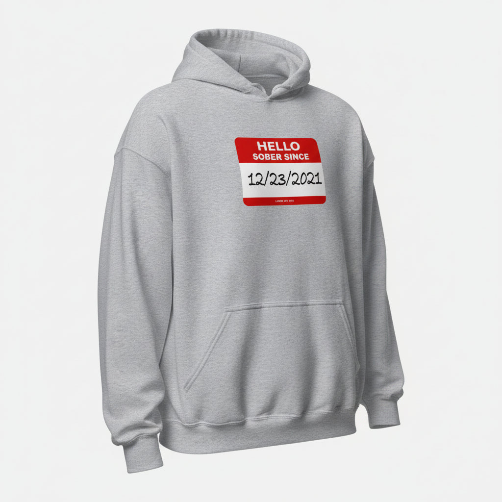Hello Sober Since Recovery Hoodie graphic detail (view 24)
