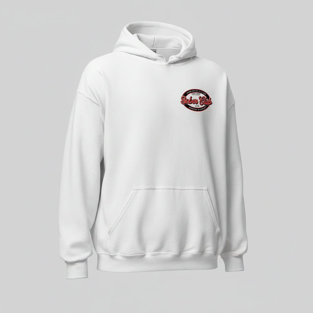Sober Club Badge Recovery Hoodie fit detail (view 19)