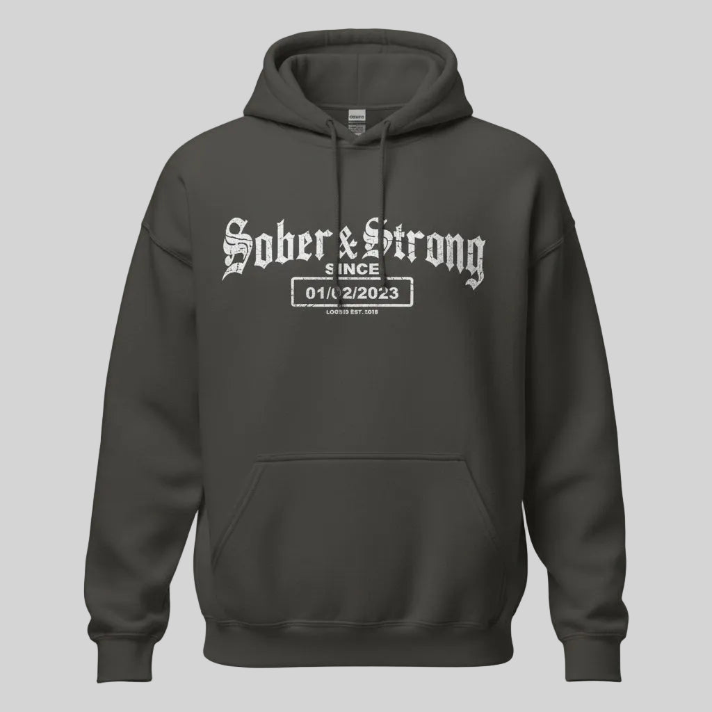 Old School Sober Recovery Hoodie flat lay styled image (view 43)