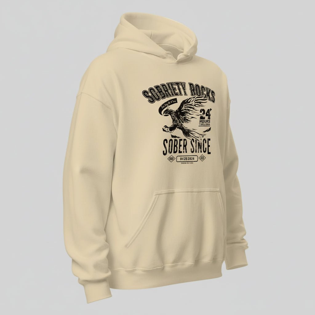 Sober Since Recovery Hoodie back view (view 37)