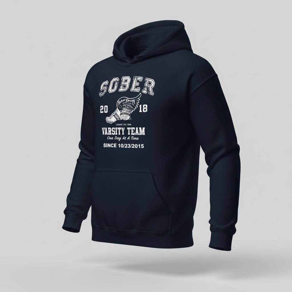 Sober Varsity Team Recovery Hoodie side view (view 16)