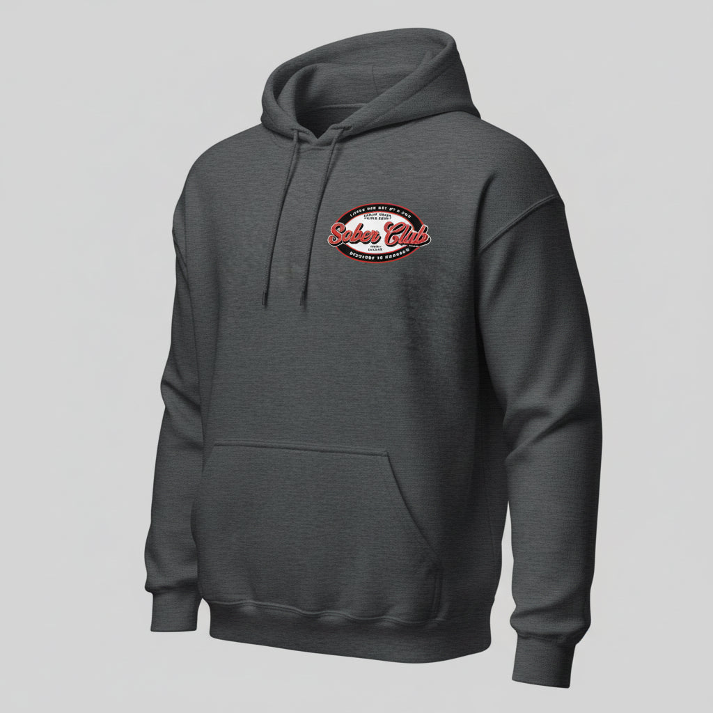 Sober Club Badge Recovery Hoodie fit detail (view 9)