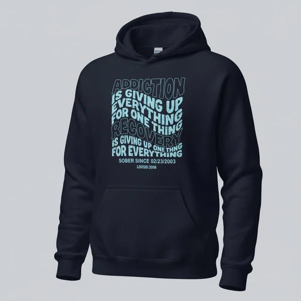 Addiction is Giving up Recovery Hoodie back view (view 27)