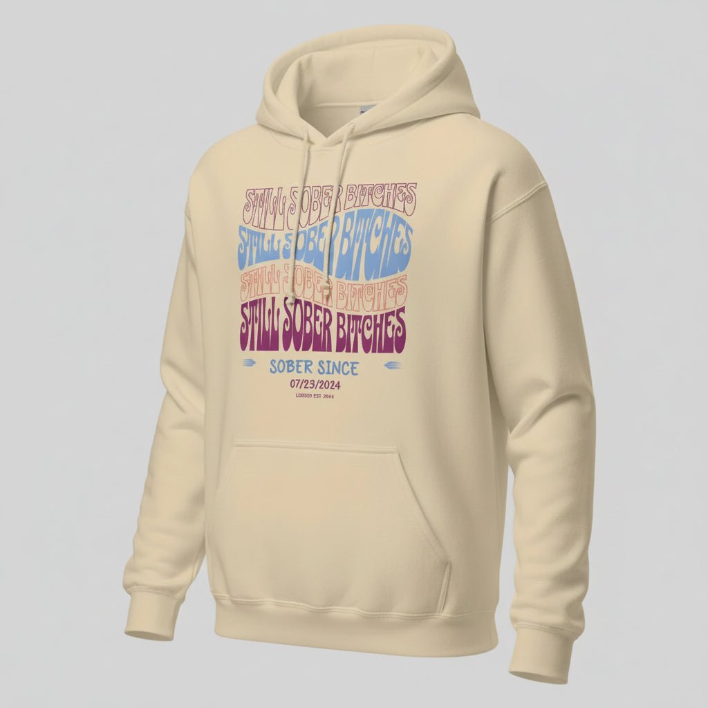 Still Sober B Custom Sobriety Date Recovery Hoodie featuring the design (view 21)