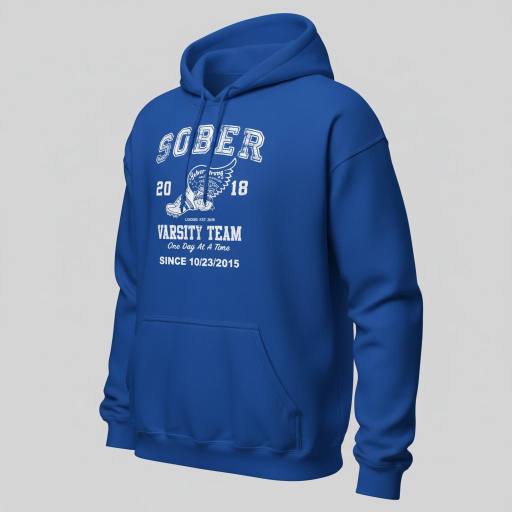 Sober Varsity Team Recovery Hoodie side view (view 36)
