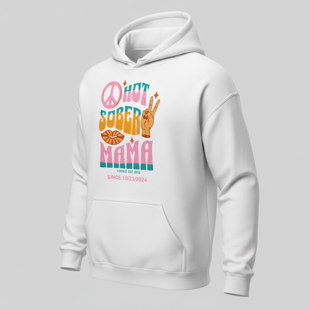 Hot Sober Mama Recovery Hoodie graphic detail (view 4)