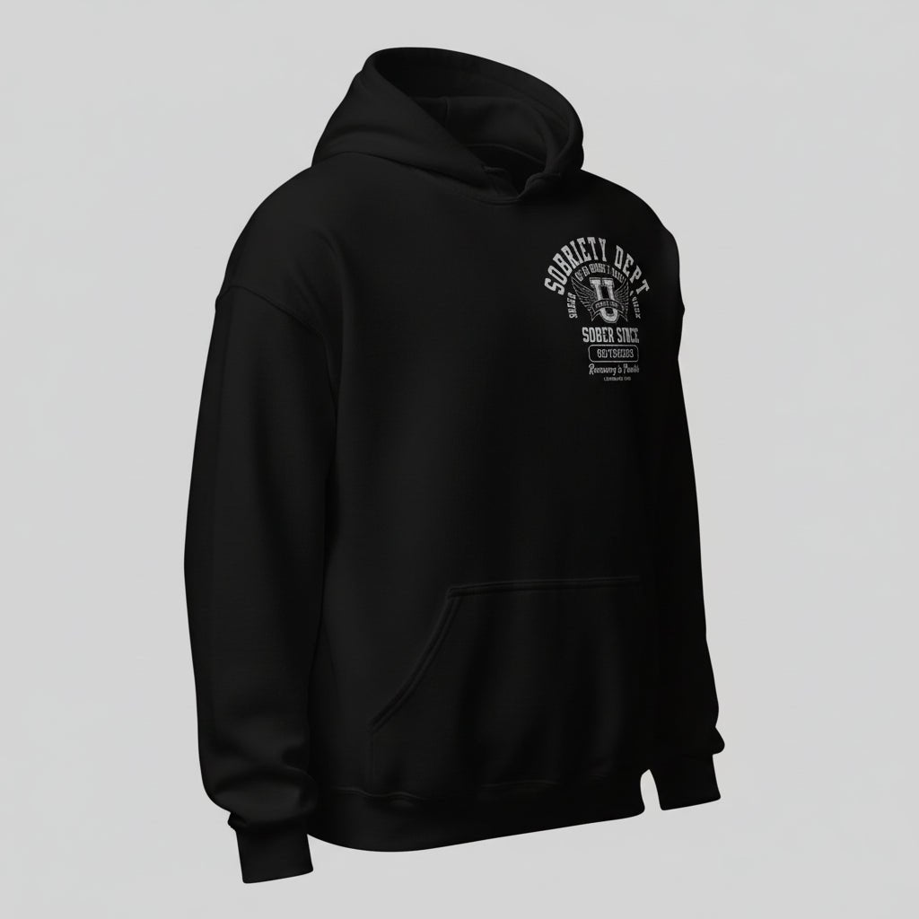 Sobriety Dept Recovery Hoodie graphic detail (view 4)