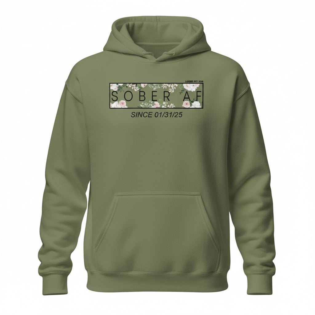 Sober AF Flower Recovery Hoodie graphic detail (view 14)