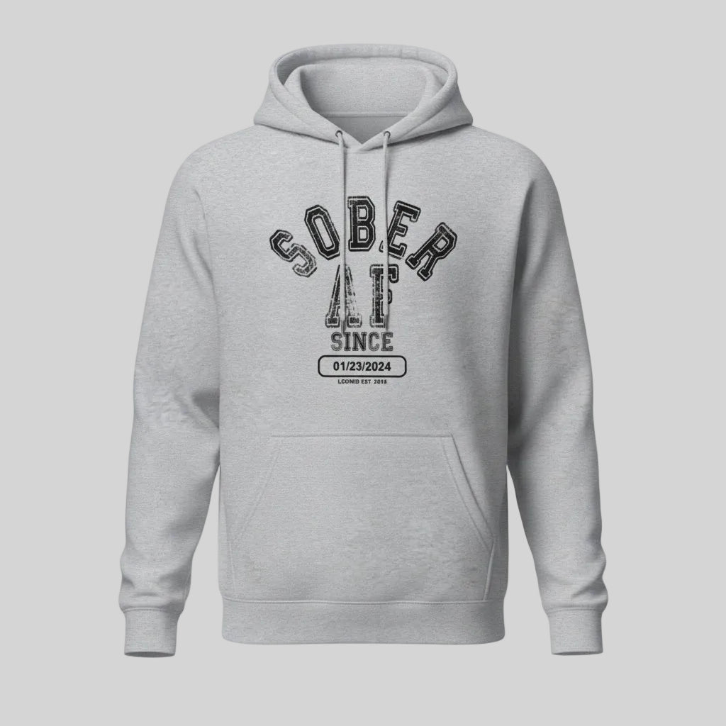 Sober AF Since Recovery Hoodie flat lay styled image (view 23)