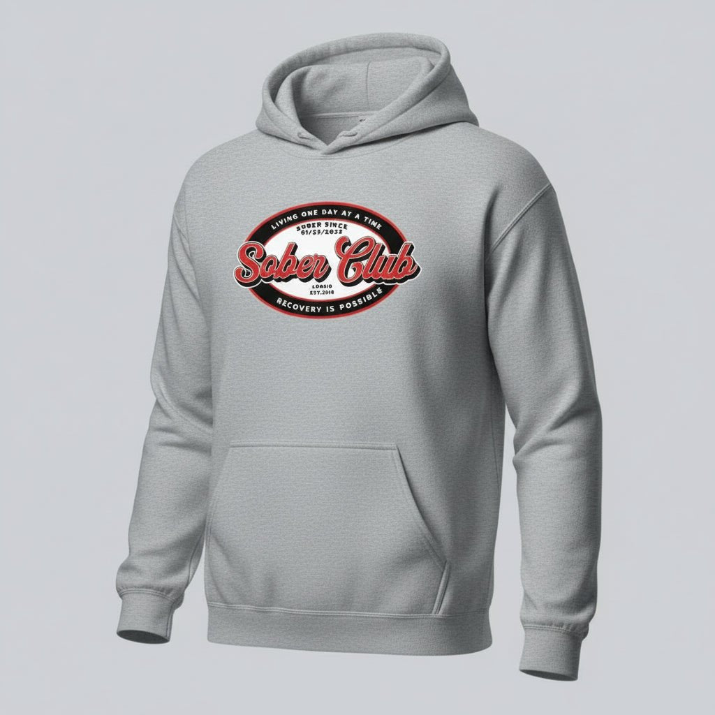 Sober Club Badge Recovery Hoodie fit detail (view 29)