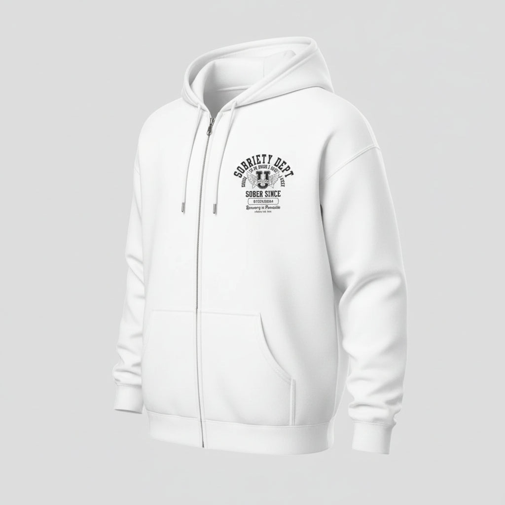Sobriety Dept Zip Recovery Hoodie graphic detail (view 4)