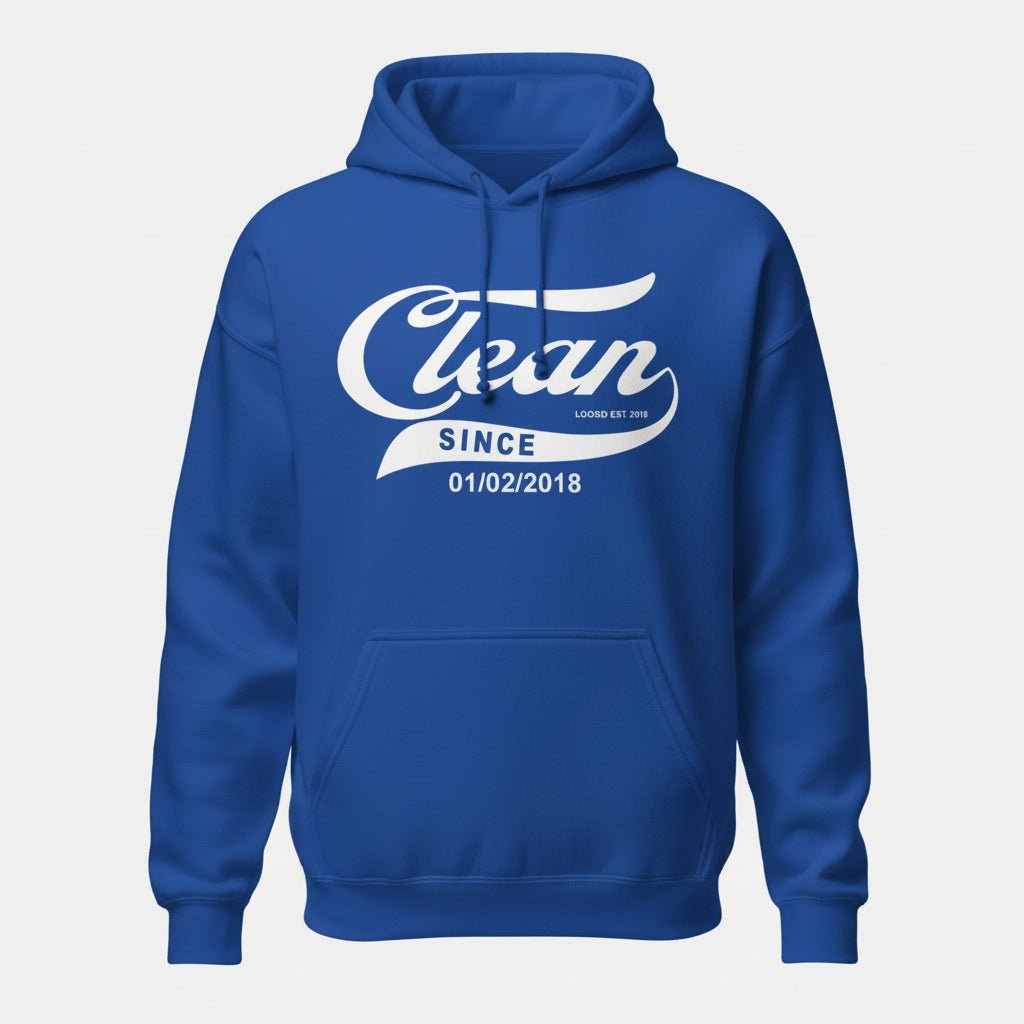 Clean Since Hoodie with Date Recovery Hoodie flat lay styled image (view 33)