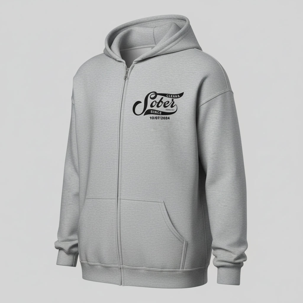 Sober Since Recovery Hoodie fit detail (view 29)