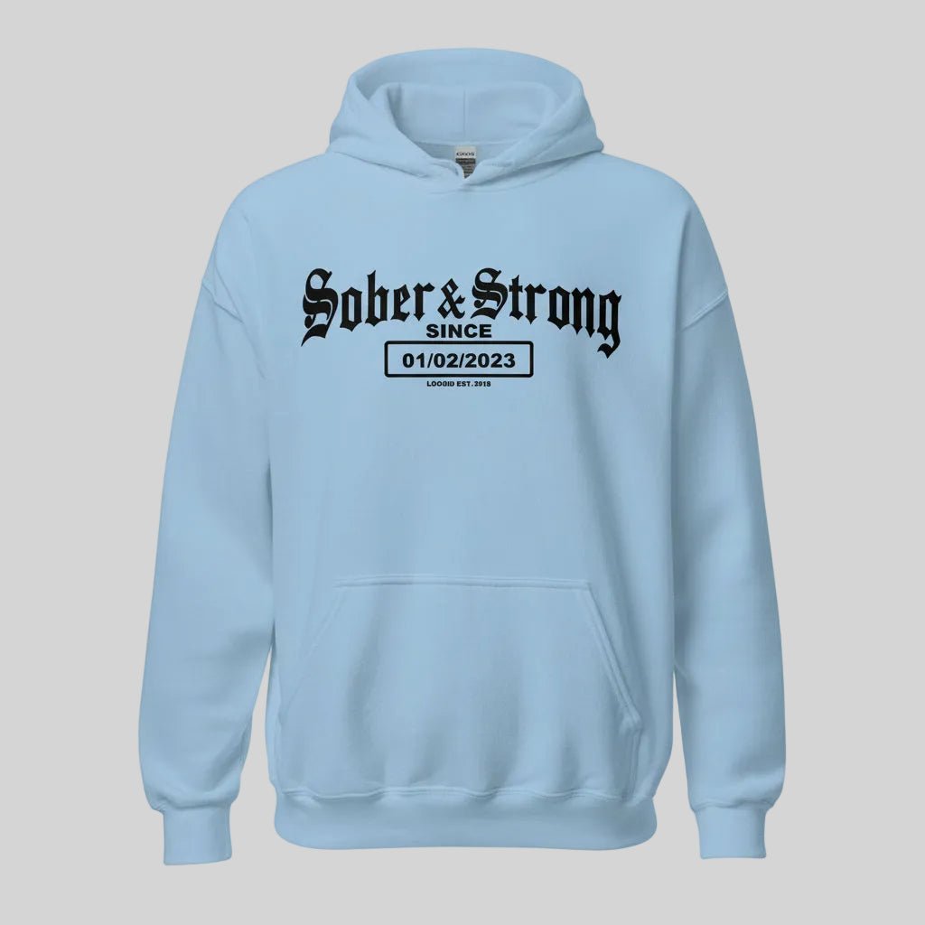 Old School Sober Recovery Hoodie fit detail (view 9)