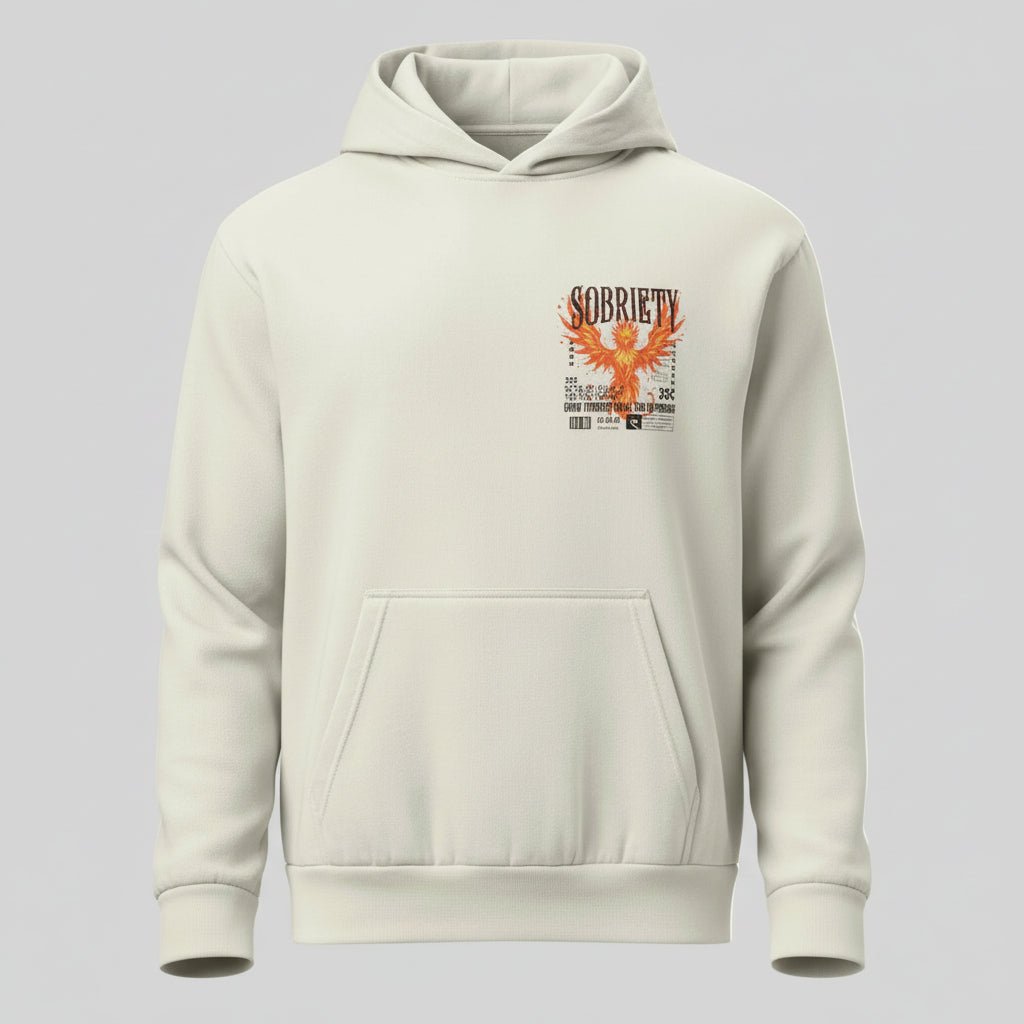 Sober Hoodie Limited Edition Recovery Hoodie flat lay styled image (view 3)