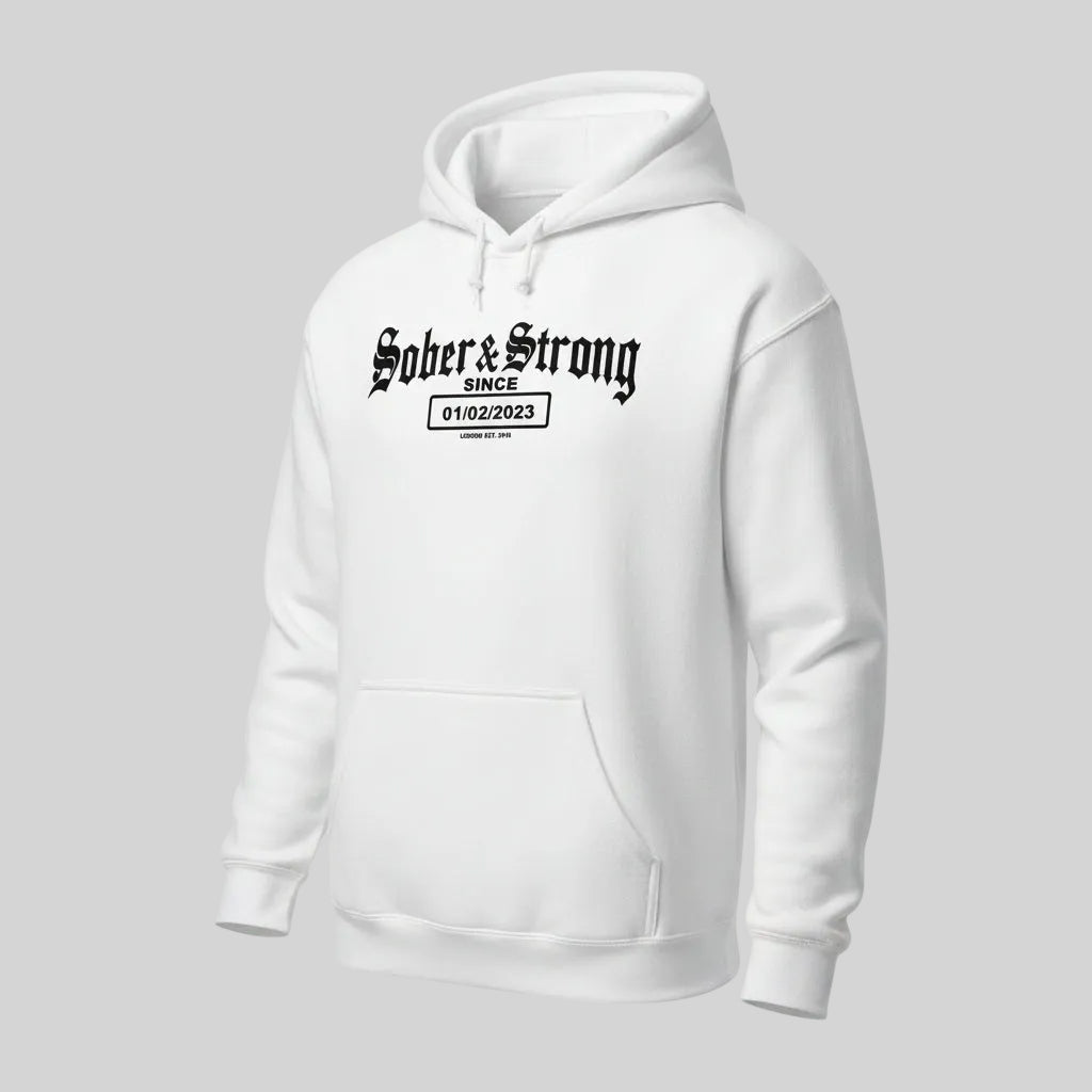 Sober & Strong Old School Recovery Hoodie side view (view 36)