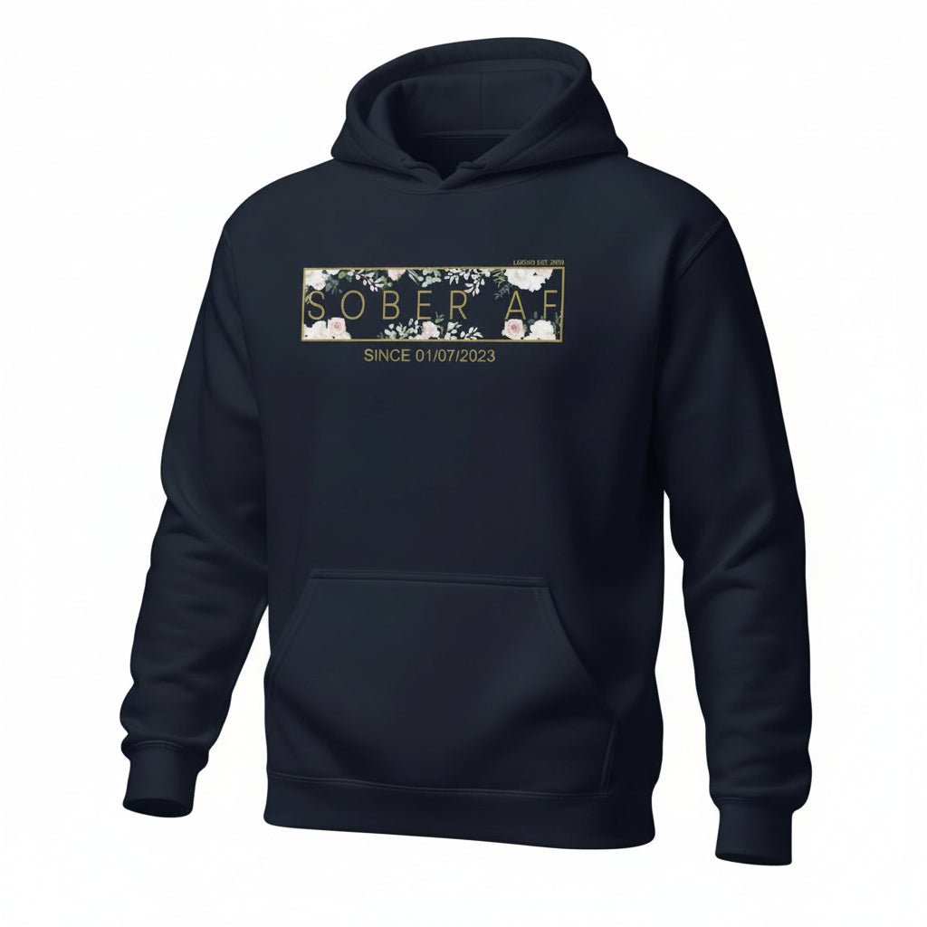 Sober AF Flower Recovery Hoodie lifestyle view (view 5)