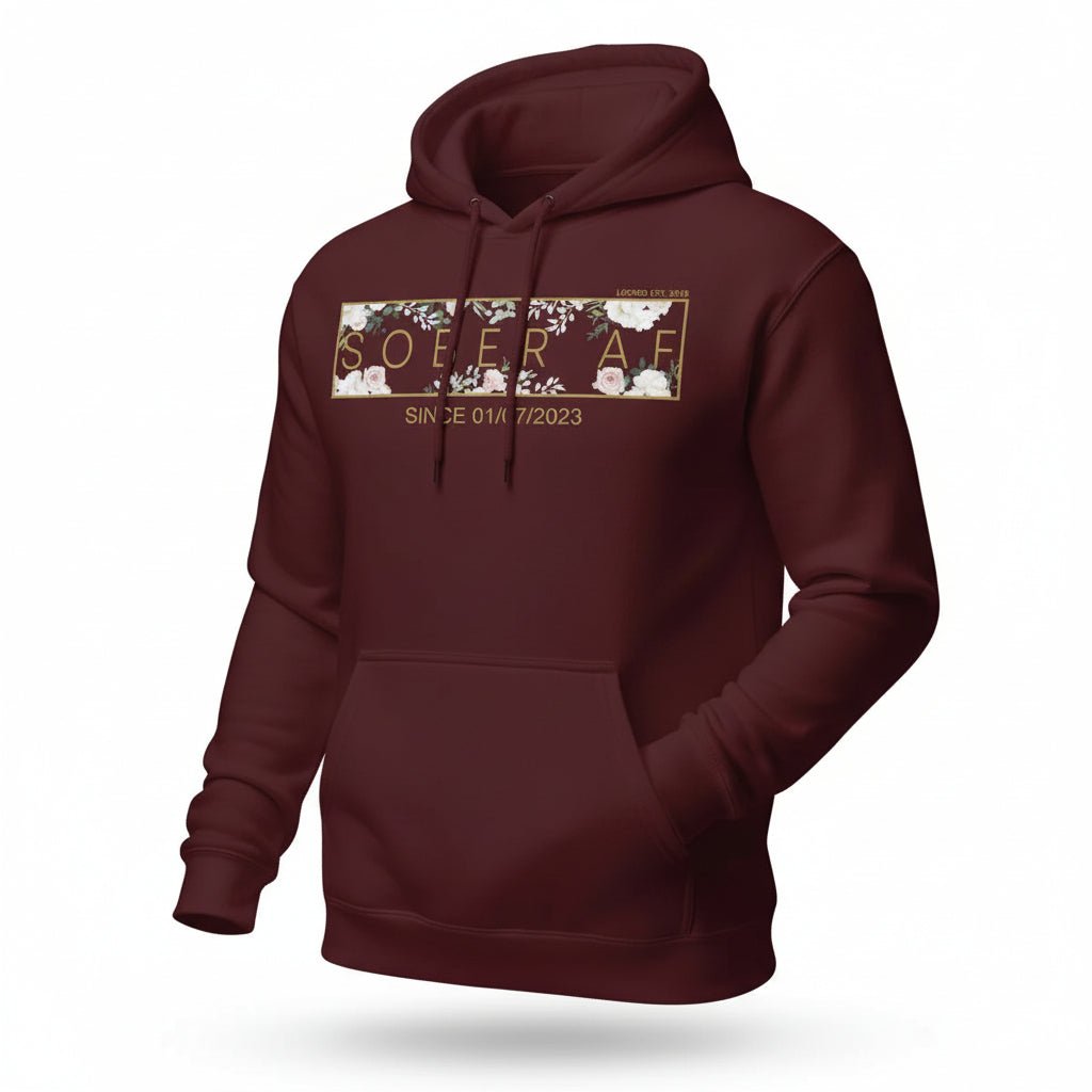 Sober AF Flower Recovery Hoodie fit detail (view 29)