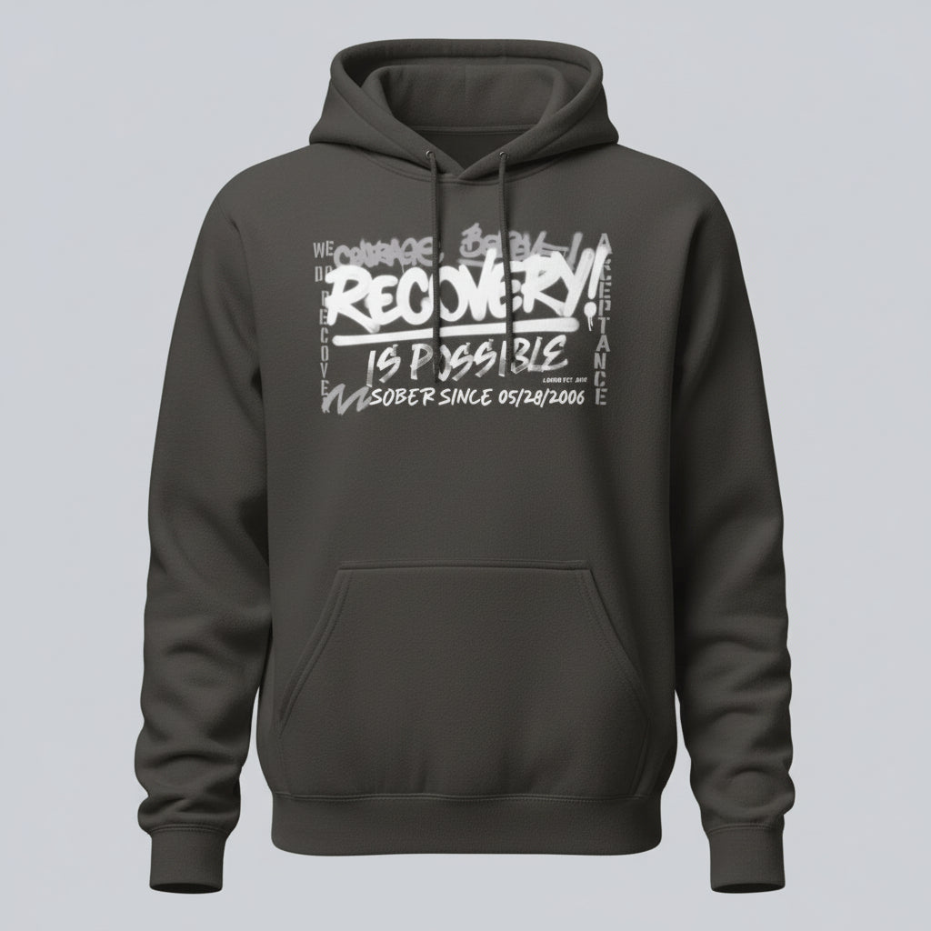Recovery Is Possible Hoodie with Date Recovery Hoodie packaging detail (view 28)