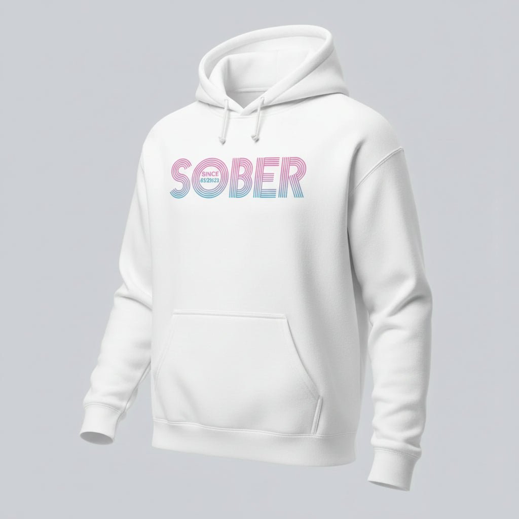 Retro Sobriety Date Recovery Hoodie featuring the design (view 11)