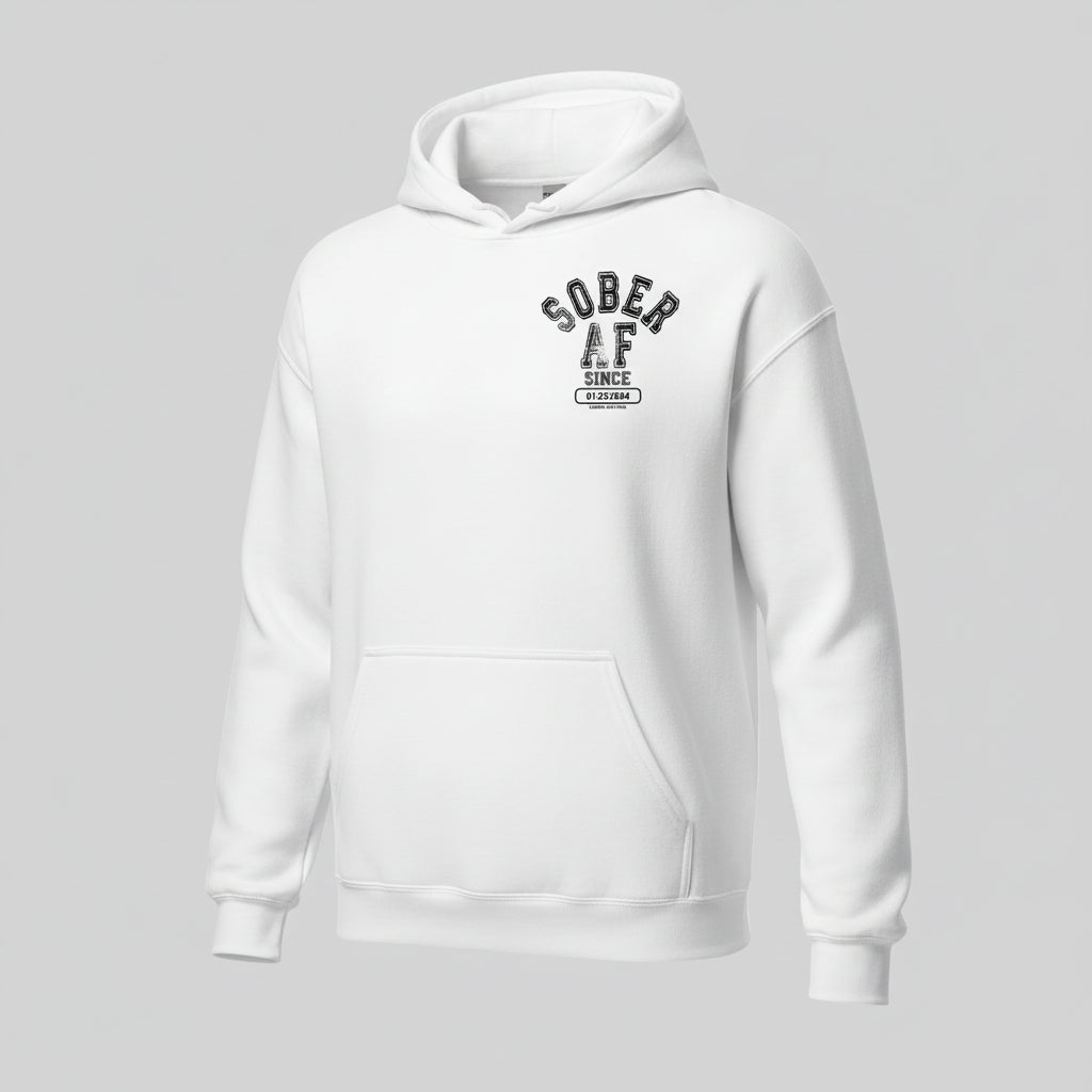 Sober AF Recovery Hoodie close-up view (view 32)