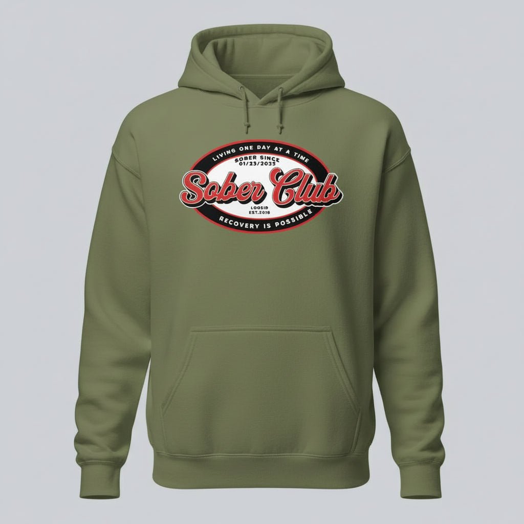 Sober Club Badge Recovery Hoodie graphic detail (view 24)