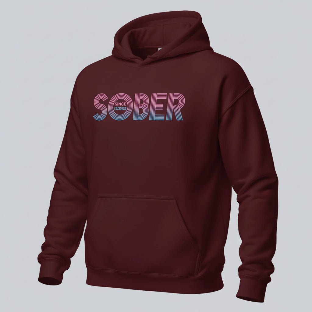 Retro Sobriety Date Recovery Hoodie featuring the design (view 31)