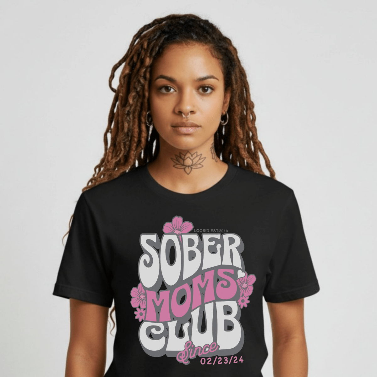 Sober Moms Sober T Shirt close-up view (view 2)