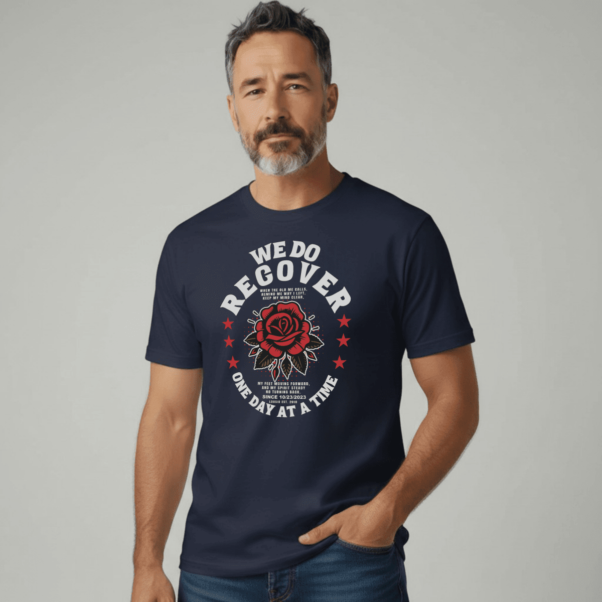 We Do Recover Sober T Shirt back view (view 7)