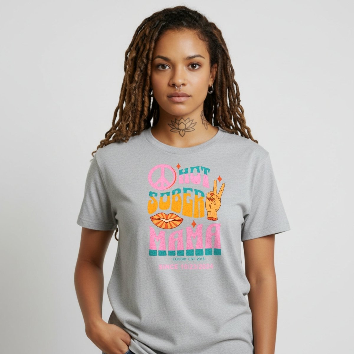 Hot Sober Mama Sober T Shirt back view (view 17)