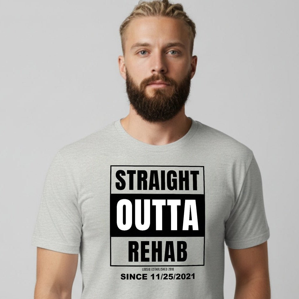 Straight Outta Rehab Sober T Shirt close-up view (view 12)