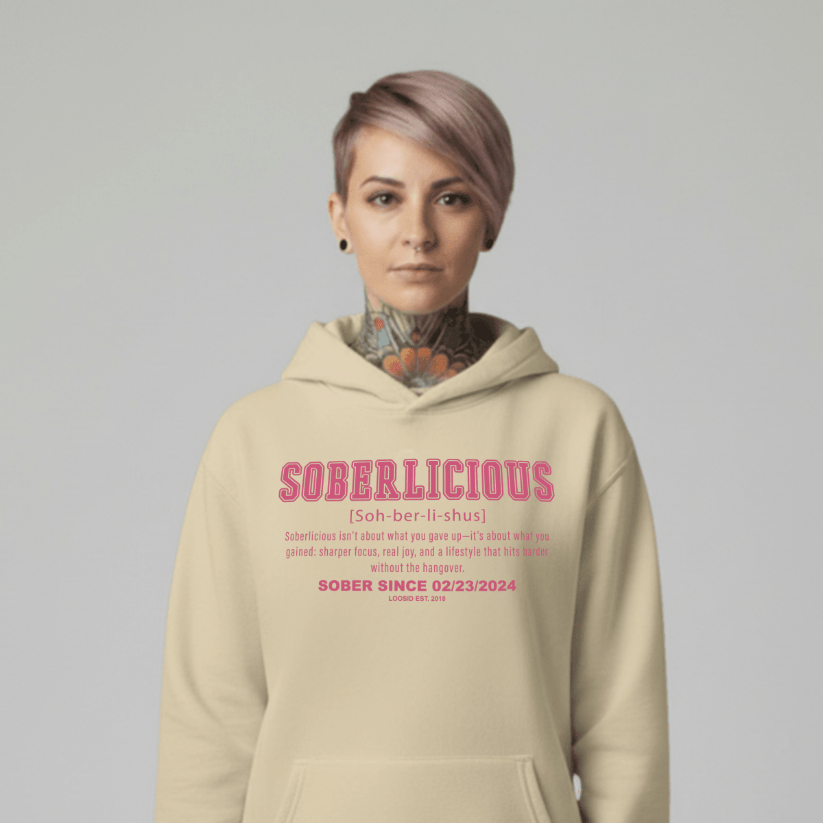 Soberlicious Definition Hoodie w Custom Sobriety Date Recovery Hoodie featuring the design (view 21)