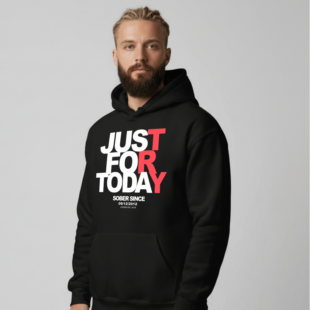 Just For Today Custom Sobriety Date Recovery Hoodie product photo (view 10)