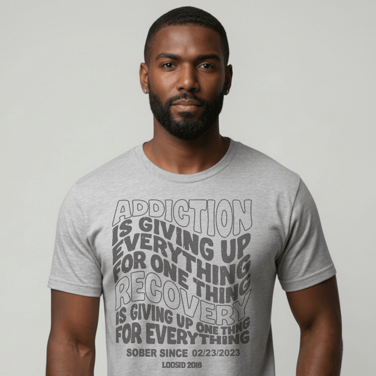 Addiction is Giving up Sober T Shirt packaging detail (view 18)