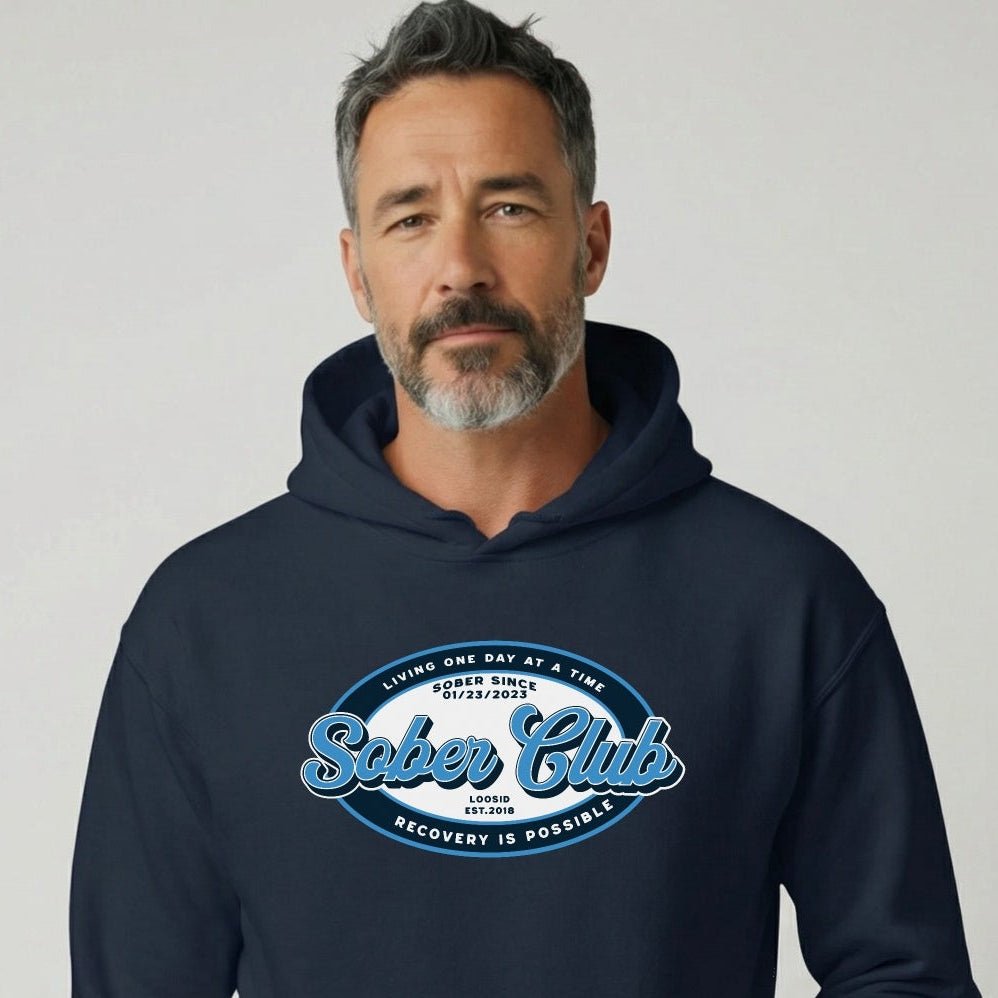 Sober Club Badge Recovery Hoodie graphic detail (view 14)