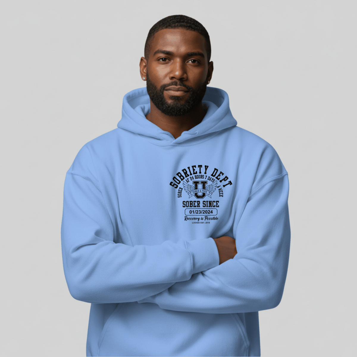Sobriety Dept Recovery Hoodie back view (view 17)