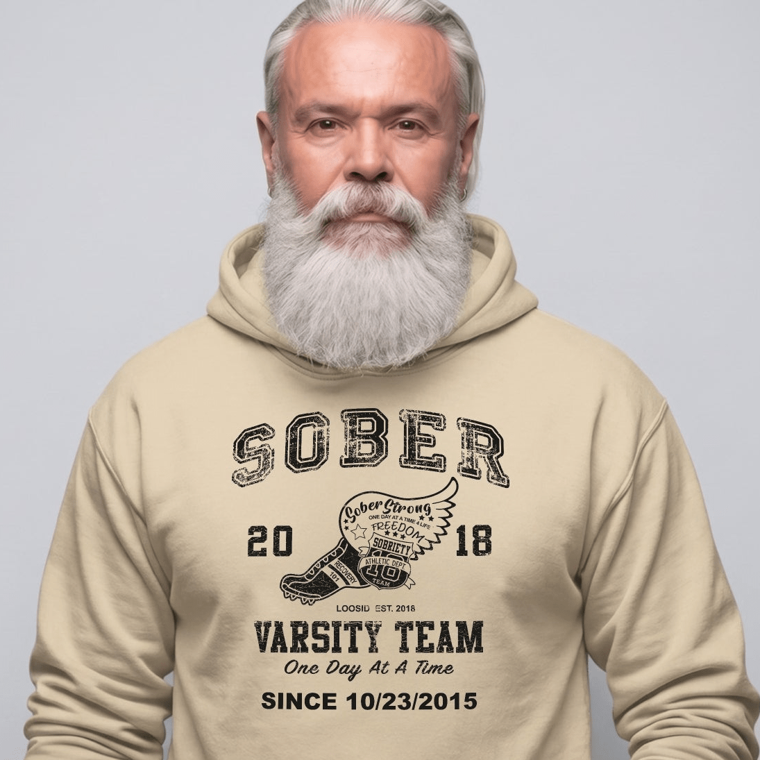 Sober Varsity Team Recovery Hoodie featuring the design (view 31)