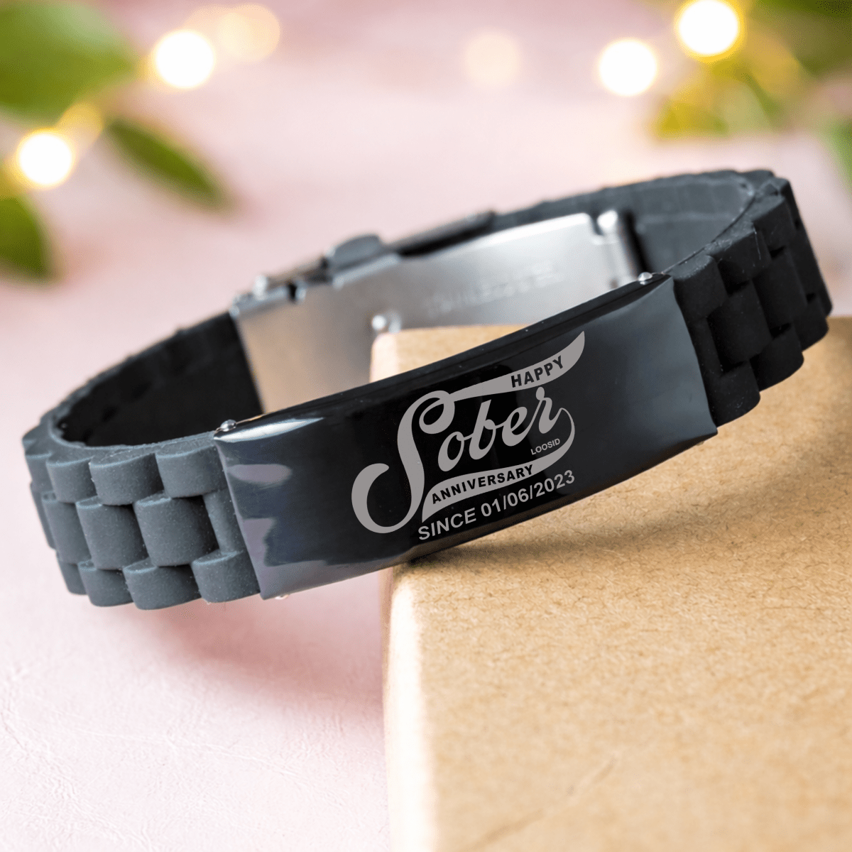 Loosid Happy Soberversary Sober Jewelry featuring the design