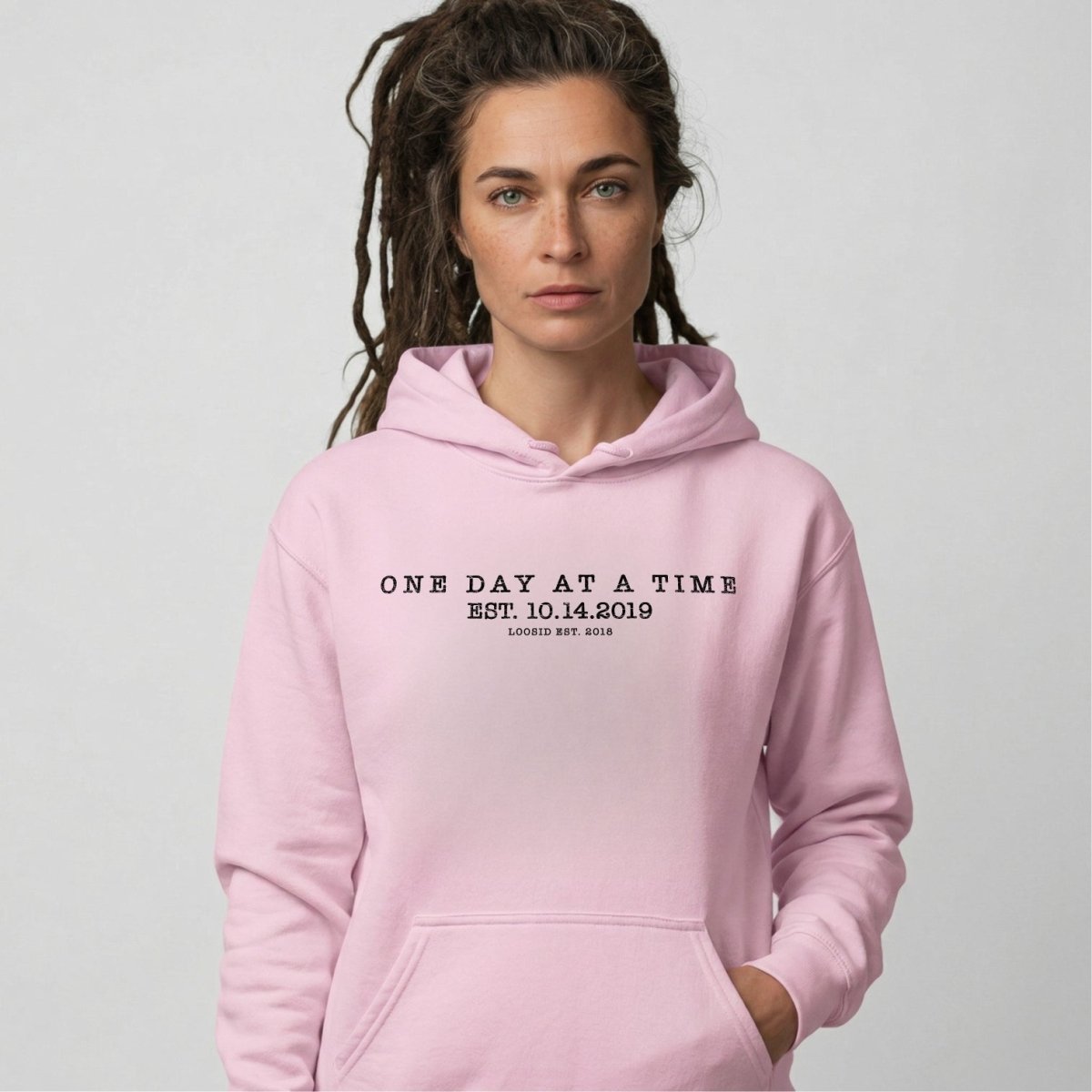 One Day At a Time Recovery Hoodie side view (view 16)