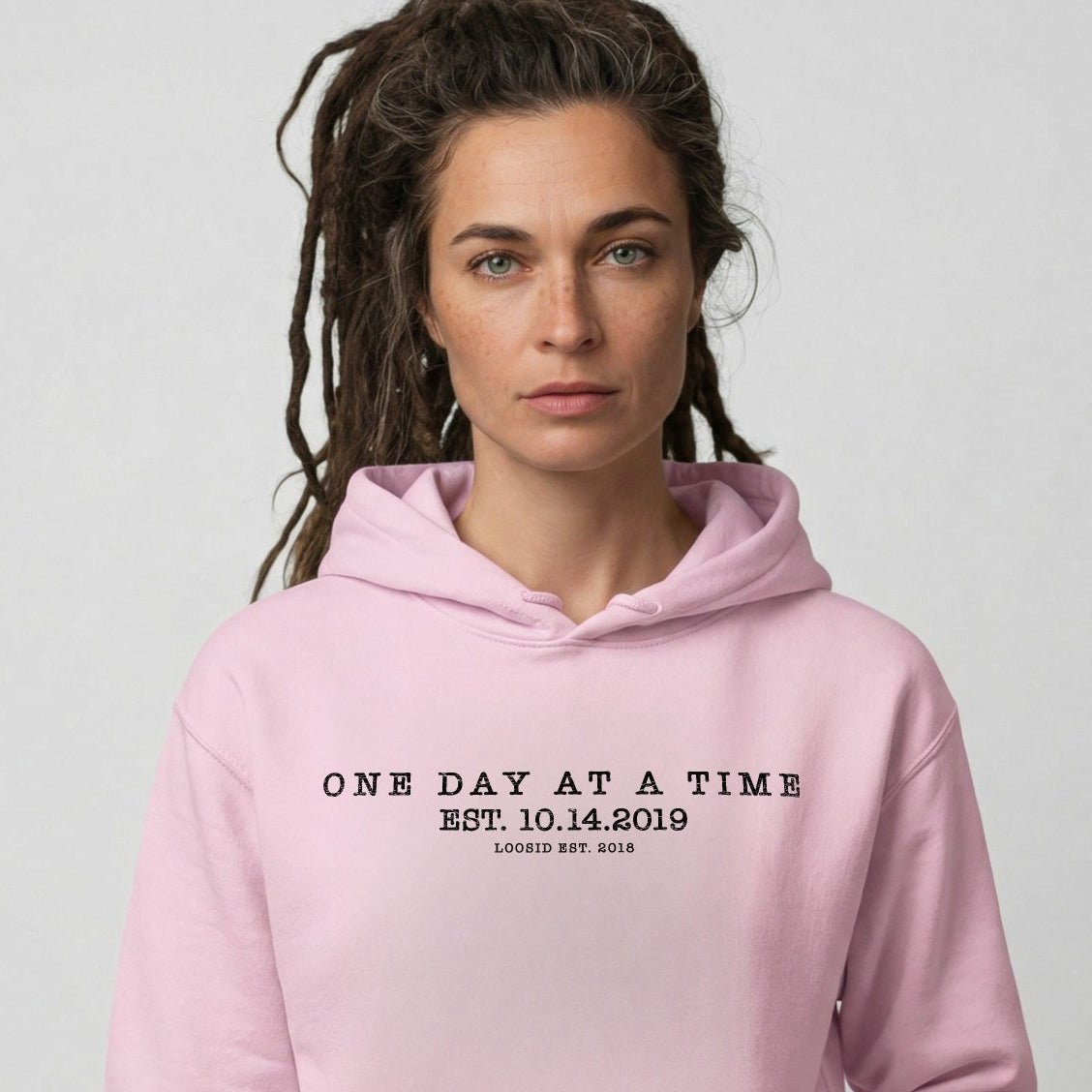 One Day At a Time Recovery Hoodie lifestyle view (view 15)