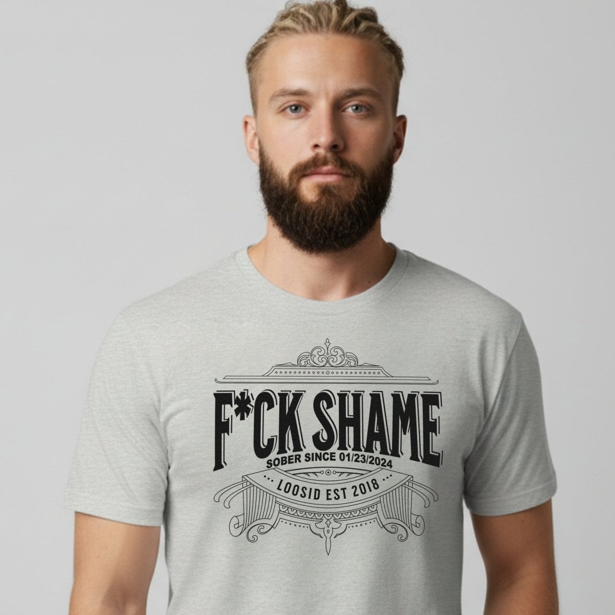 F*ck Shame Sober T Shirt close-up view (view 12)