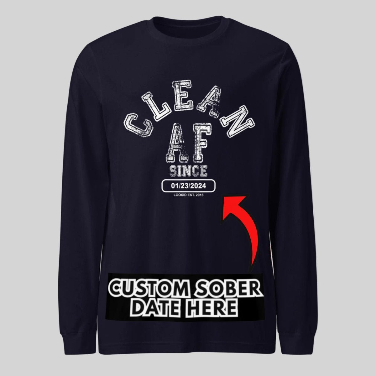 Clean AF Since Long Sleeve Sober T Shirt packaging detail (view 8)