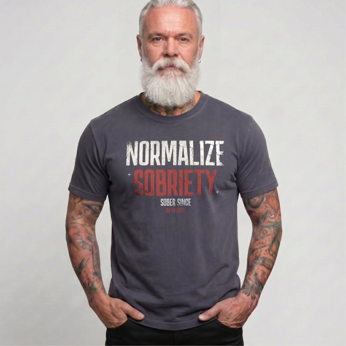 Washed Normalize Sobriety Unisex garment dyed Sober T Shirt back view (view 7)