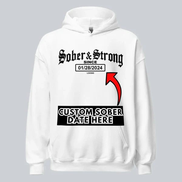 Old School Sober Recovery Hoodie flat lay styled image (view 23)