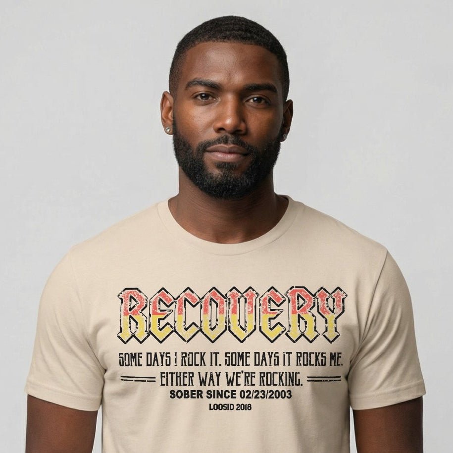 Recovery Rock Sober T Shirt close-up view (view 22)